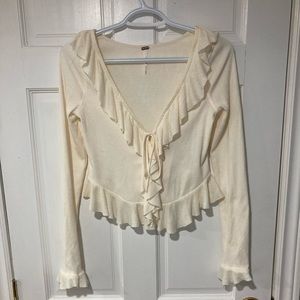 Free People Ruffled Long Sleeve Blouse